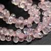 Natural Pink Rose Quartz Faceted Tear Drop Briolette Beads Strand 11 Inches Strand and Sizes from 5mm to 8.5mm Approx 100 beads approx. @11 Inches Strand.  3RO1/C/EYS 